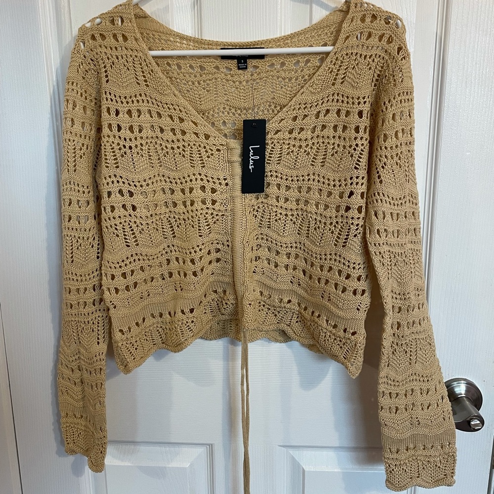 Lulu’s only yours beige crochet top